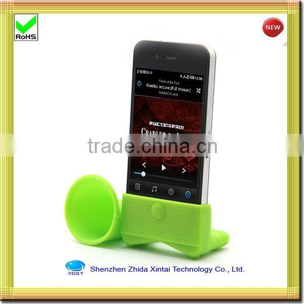 yellow mobile phone stand silicone portable mini speaker