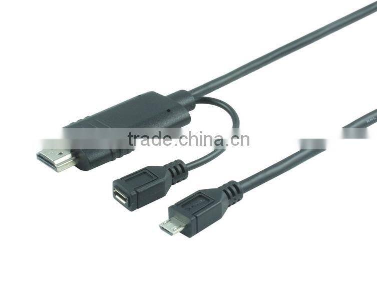 HIGH QUALITY 4Kx2K (3D supported), MHL3.0 Micro USB TO HDM I Adapter Cable for Samsung S4/S5