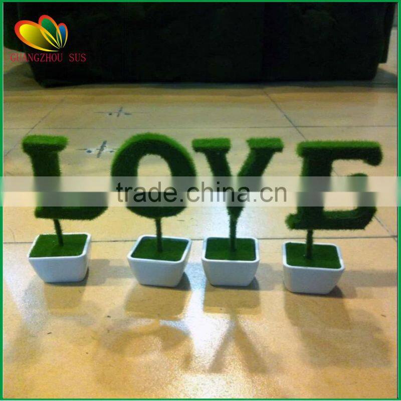 2015 Chinese hottest mini artificial landscape grass alphabet for garden decoration