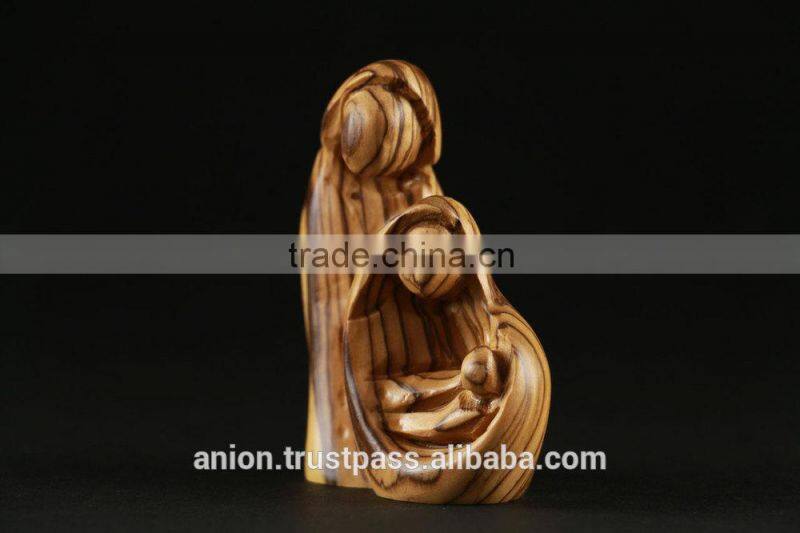 Olive Wood Composition Carved Holy Family Small Size