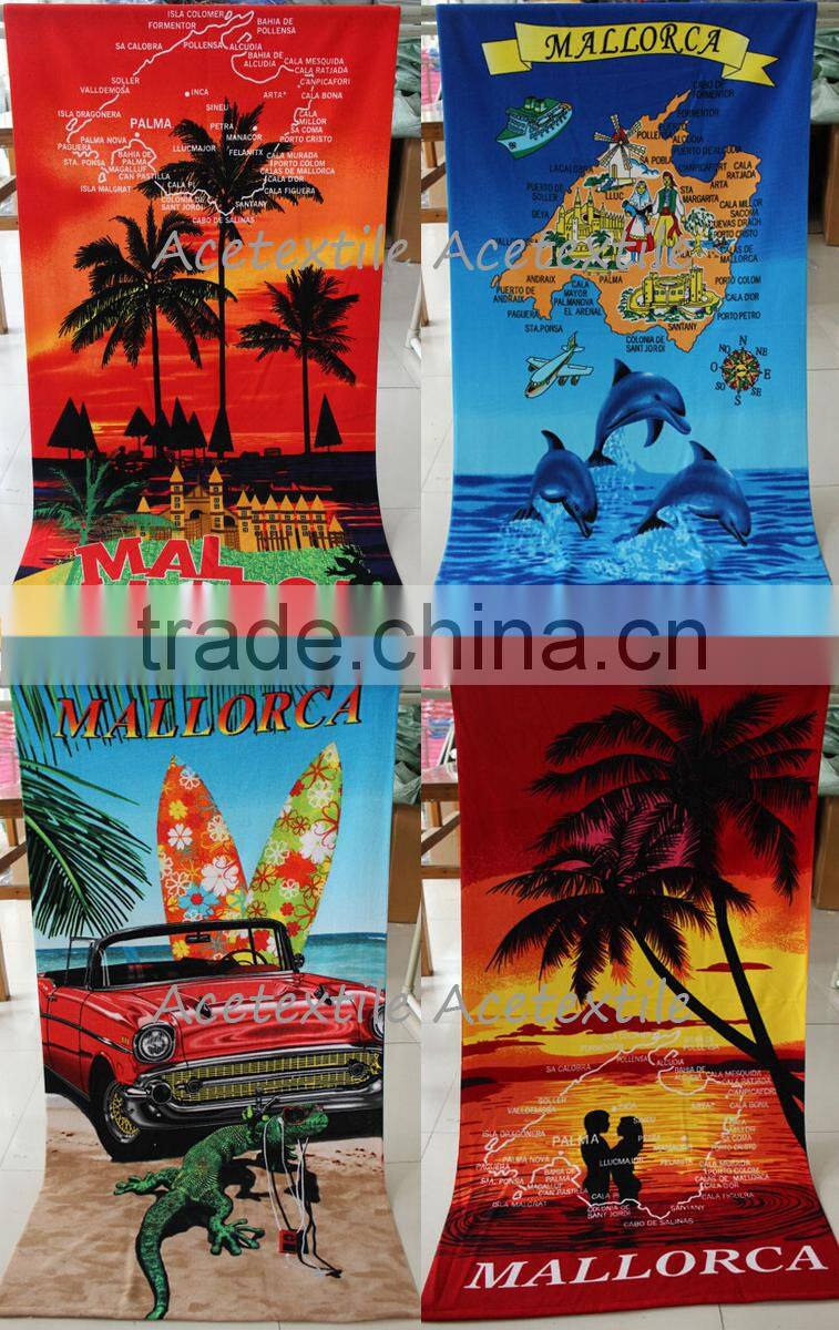 100% cotton reactive velvet printed high grade Compass printed game towel