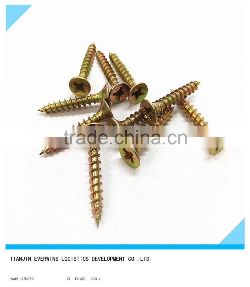 Yellow Zinc Galvanized screws Pozidriv head Fine thread Drywall screws