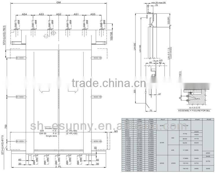 Low noise landing door/center opening door machine/elevator landing door
