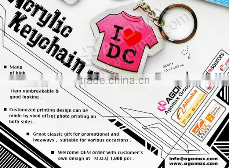 Factory direct sell photo clear rectangle keychain acrylic custom key chain
