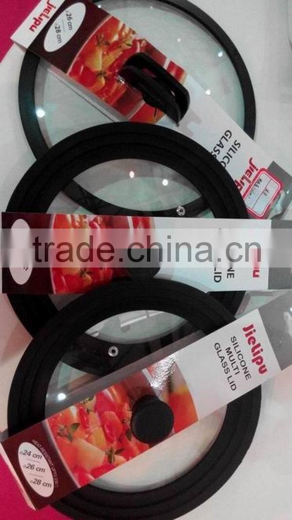 Glass pot lid with silicone edge