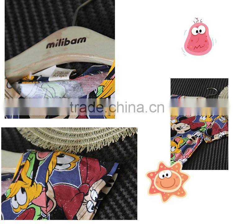 2016 Colorful Cartoon Printing Casual Round Neck Children T-shirt