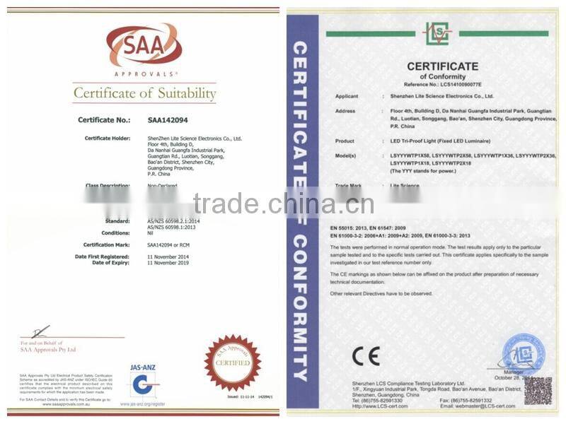 5 year warranty SAA CE and RoHS Approved LED Tri-Proof Light/ led tri-proof light fixture