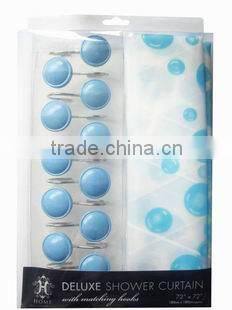 peva shower curtain with resin hooks