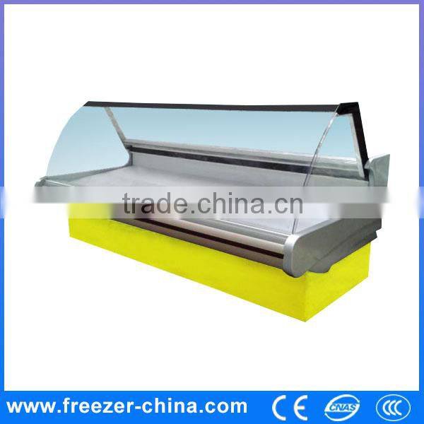 Luxury Single-temperature style display cooler Display refrigerated deli cooler/chiller with a curved transparent glass cover