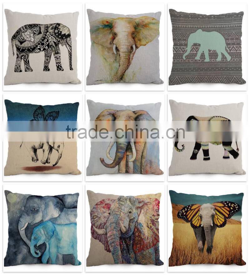 Factory Selling Animal Elephant Design Sofa Seat Pillow Case for Home Decoration custom print pillow cover