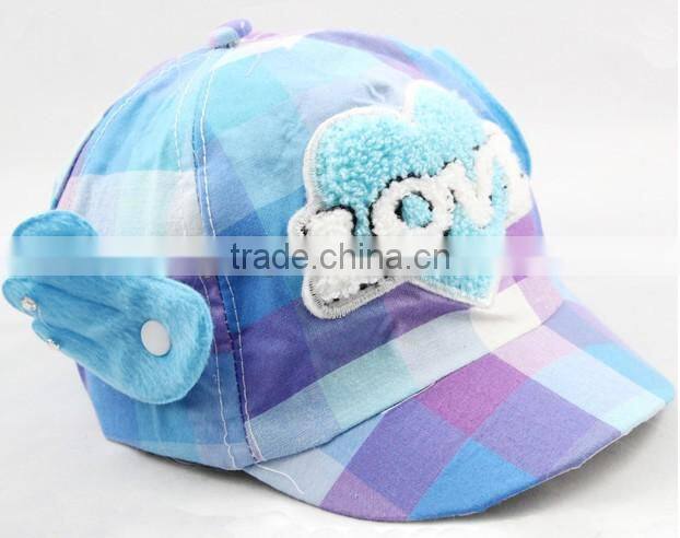 Winged embroidery cute children baseball cap