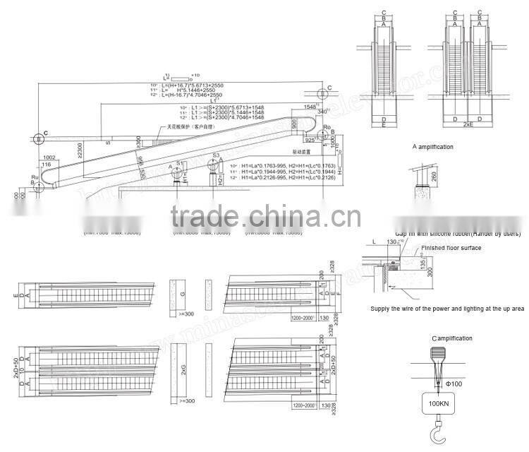 walk escalator|Passenger conveyor with speed 0.5m/s|Moving walkway