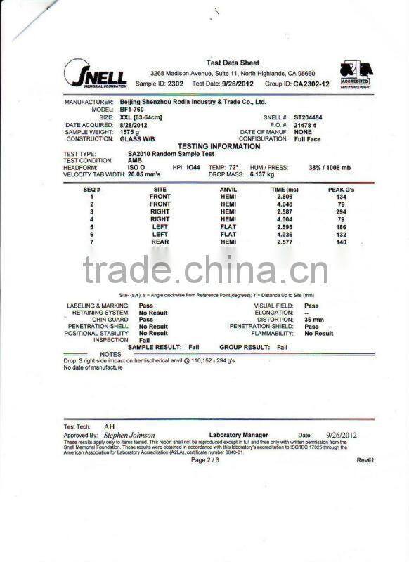 full face helmet for F1 racing with SNELL SA2010 standard