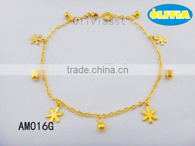 Olivia Jewelry Fashion Jewelry Manufacturer Gold Plated Flower Charm Woman Anklet