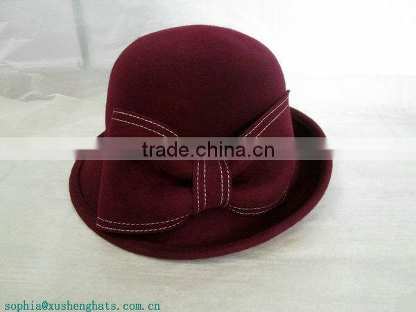 Wool Felt Hats Ladies Winter Hat Black Bucket Church Hat