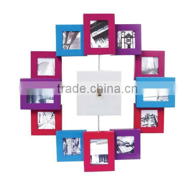 Wall clock with 12 photo frame