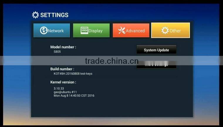 2016 New Arrival Freesat Amlogic S805 Android 4.4 1G/8G Android OTT Smart TV Box Quad Core Kodi XBMC Ethernet Wifi TV Box