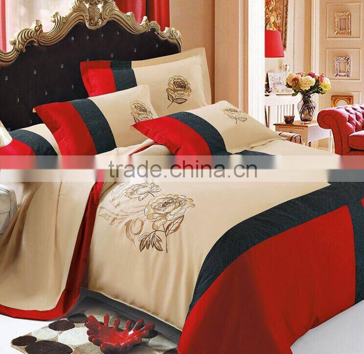 Spring and autumn embroidery design bed sheet spell color cotton quilt cotton fabric for bed sheet