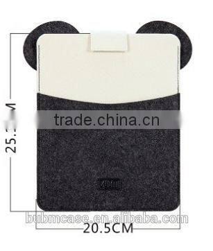 Fashion Black 9.7 inch Wool Felt Tablet Case Cute Cartoon Panda Tablet Bag