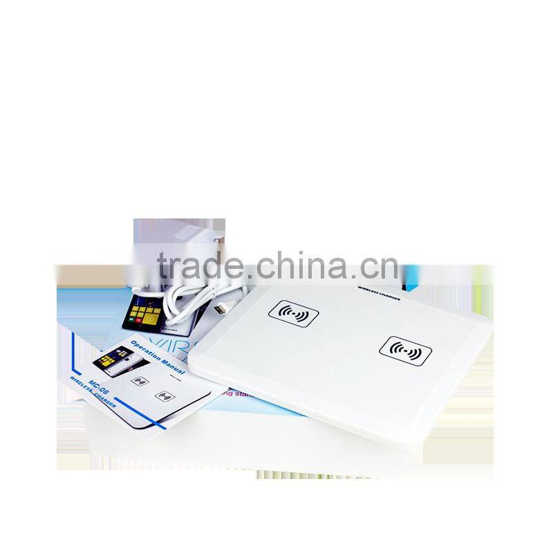 Usb qi technology wireless charger fast charging pad for 2 cell phone together