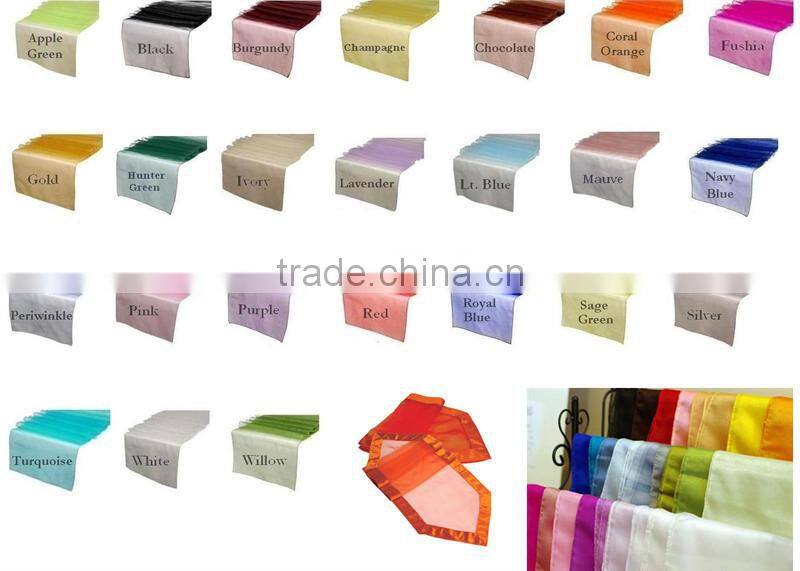 Cheap Satin Hemmed Organza Table Runner Plain Dyed Runner