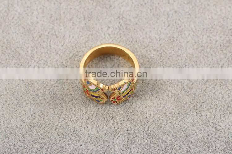 No.1 sale 18k gold plated stainless steel colorful bear individual ring for christmas party