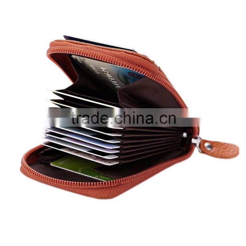 Custom wholesale organ style genuine leather credit card id card holder