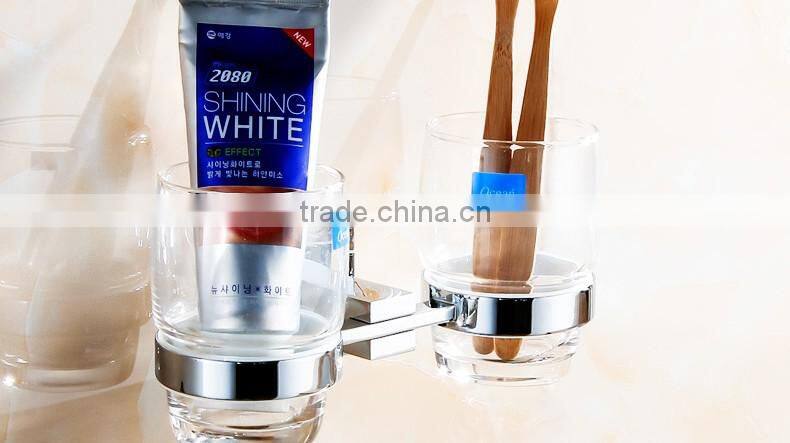 bathroom accessory with brass fancy double tumbler holder for hotel family use.