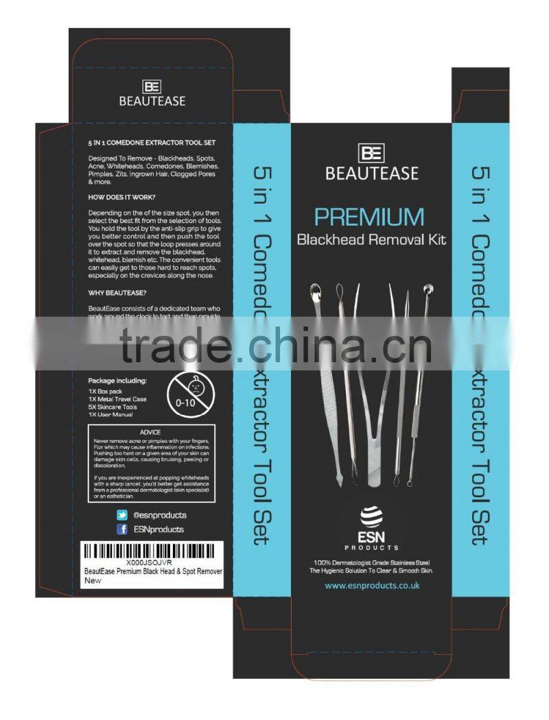2016 Blackhead Remover Kit, Comdome Extractor Kit, Blackhead Blemish Remover Kit PR-012