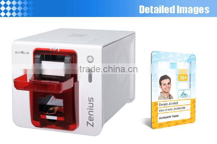 factory authorized reseller evolis zenius edge-to-edge desktop cheap plastic id card machine 300dpi