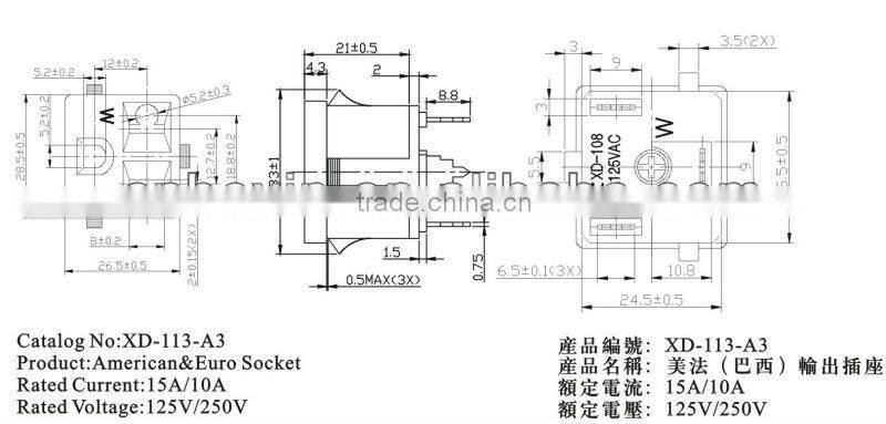 Brazil USA power supply connectors female socket ndustrial socket