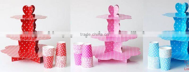 3 Tier Round Cake Cupcake Stand Cake Stand Green with Gold Line Birthday Wedding Party Display