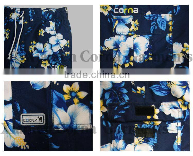 Cool design sublimation mens 4 way stretch board shorts custom waterproof beach shorts