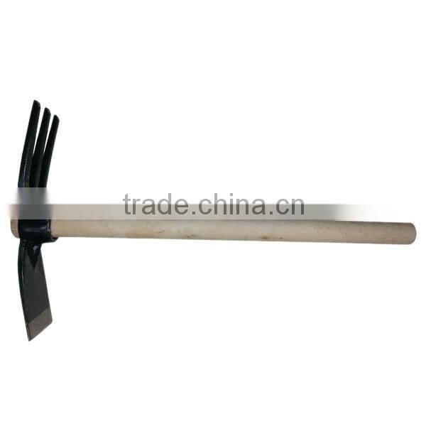 2016 Hot Seller Mini 3 Prong Garden Tools Garden Hoe with Wooden Handle