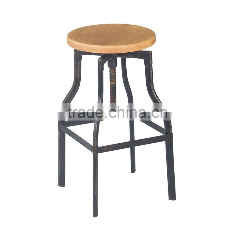 China wooden seat industrial bar stool outdoor used
