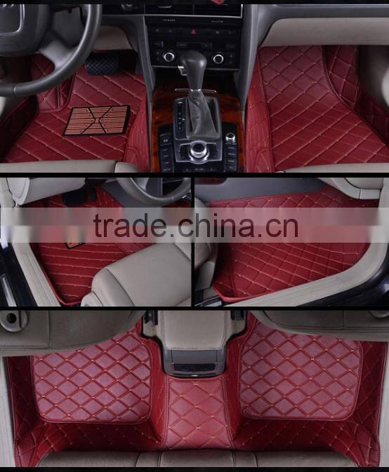 Hot selling PU leather car floor mat leather material anti slip car carpet mats