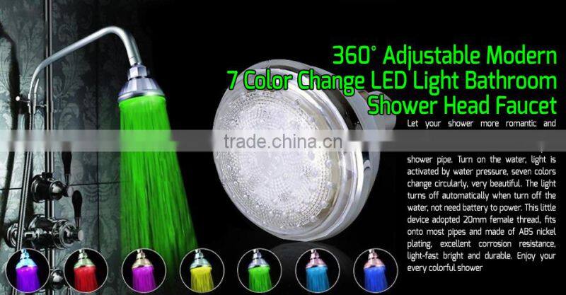 Colorful Head Home Bathroom 7 Colors Changing LED Shower Water Glow Light