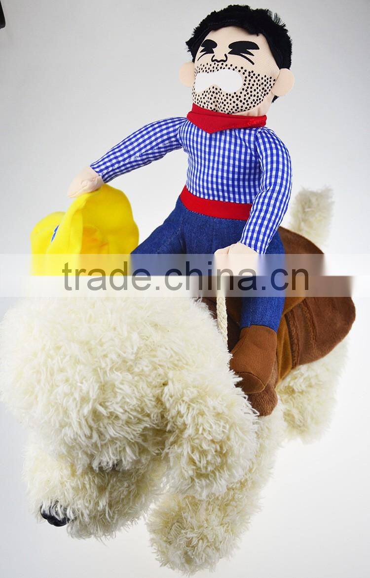 2015 Creative Riding Horse Dog Costume Novelty Pet Clothes Cowboy Dog Clothing
