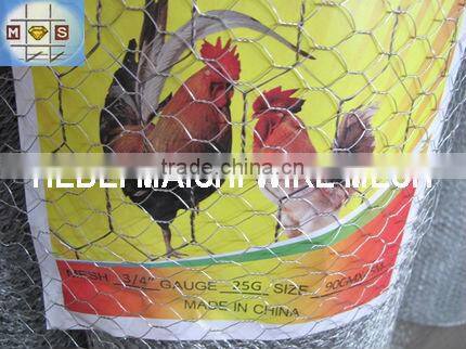 3/4" (20mmx20mm) electro galvanized hexagonal chicken mesh