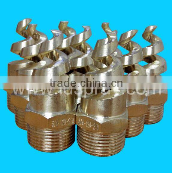 3/8" to 2" male brass HHSJ spiral nozzle with solid cone-shaped spray pattern