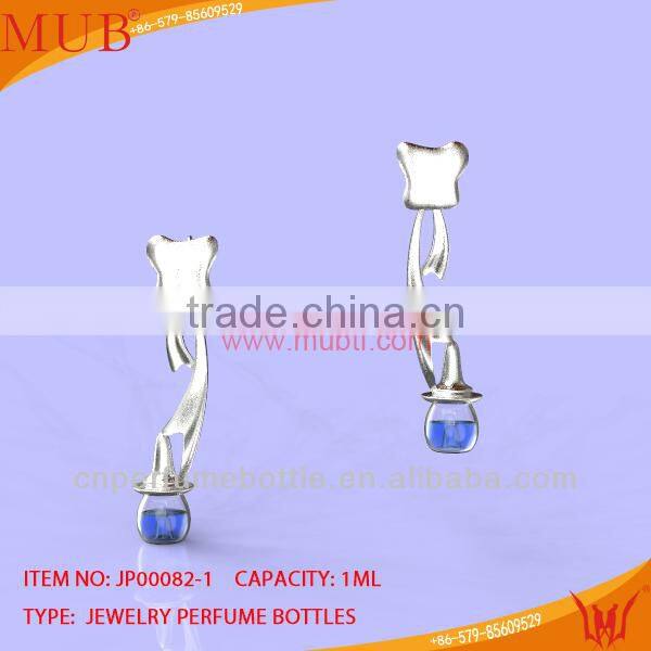 Glass Jewelry Silver Badge Shape Earring Glass Bottle