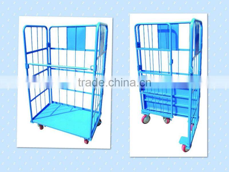 4 Sides Steel Cargo Storage Cage Roll Containers With Wheels