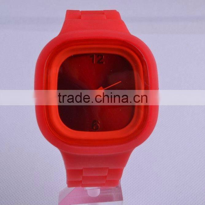 Stylish square face quartz silicon jelly watch