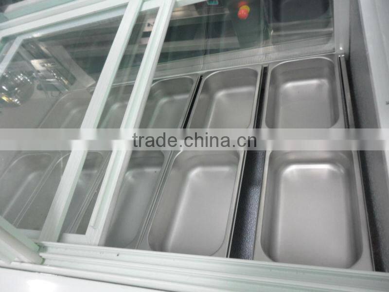 6,10, 12,14 pans Ice cream display refrigerator,italian ice cream display freezer ZQR-608