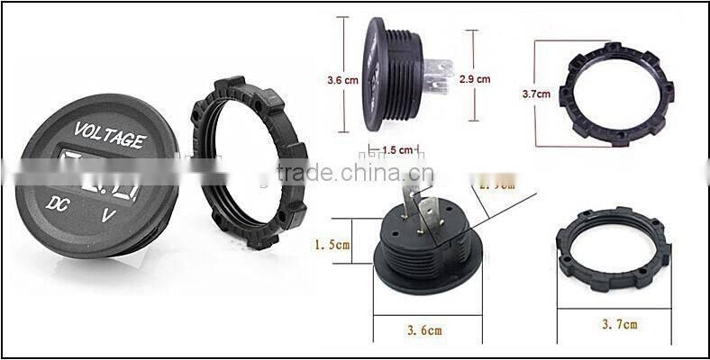 12V 24V CIRCULAR PANEL MOUNT RED LED VOLTMETER WATERPROOF FOR 28mm HOLE ROUND