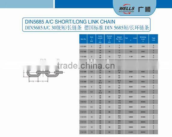 Factory direct sale Carbon Steel DIN5685C Link Chain