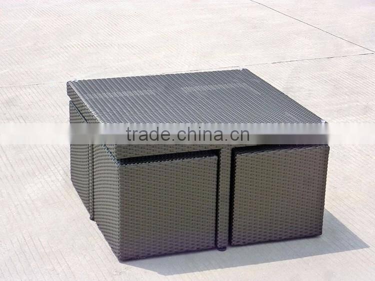 Saving Sapce Outdoor Furniture Synthetic Rattan Wicker Dining Table And Chair