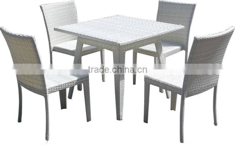 GS-914A White garden rattan dining table and chair