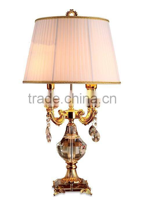 Luxury clear crystal lamp body golden color four candles table lamp