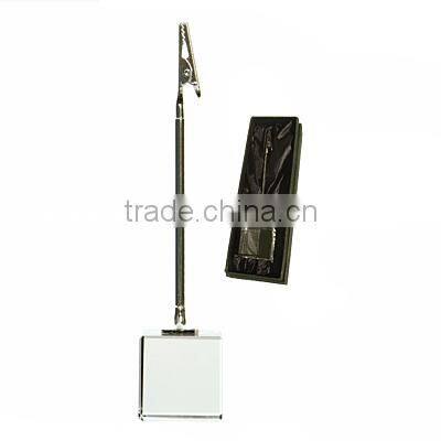 logo engraved crystal cube memo clip holder